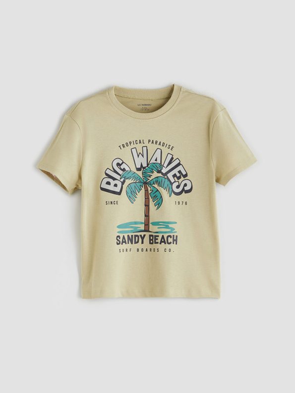 LCW Kids Haki Printed Boys T-Shirt Set