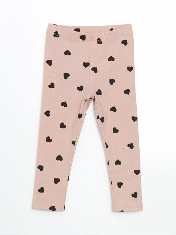 LCW ECO Pink Elastic Waist Printed Leggings for Girls