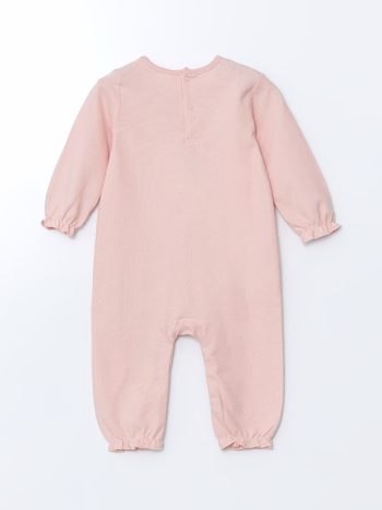 LCW Baby Pink Floral Print Long Sleeve Romper