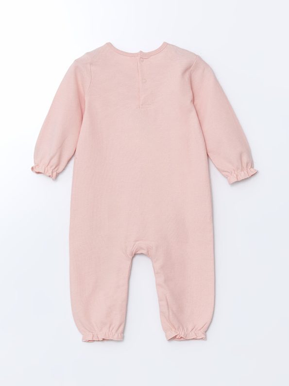 LCW Baby Pink Floral Print Long Sleeve Romper