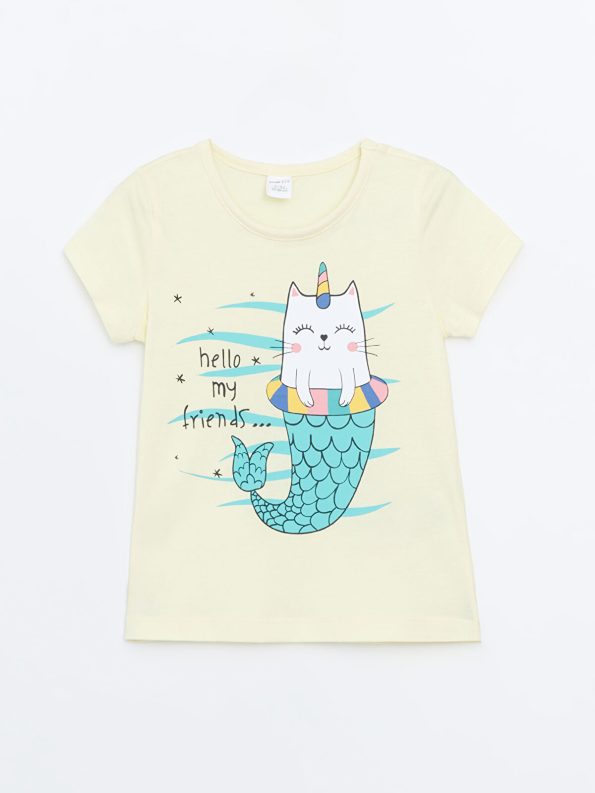 LCW ECO Yellow Crew Neck Short Sleeve Girls T-Shirt