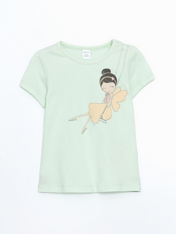 LCW ECO Green Short Sleeve Crew Neck T-Shirt for Girls