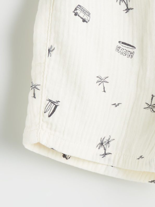 LCW Kids Beige Elastic Waist Printed Boys Shorts