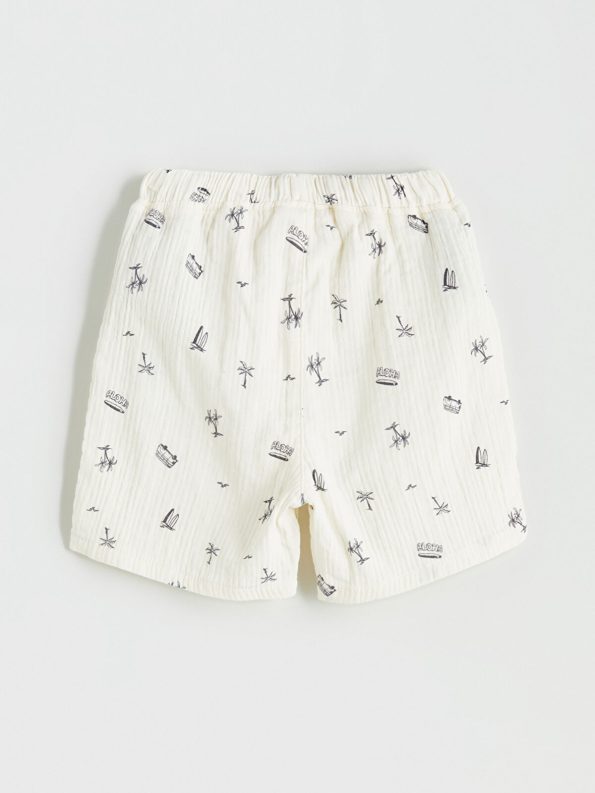 LCW Kids Beige Elastic Waist Printed Boys Shorts