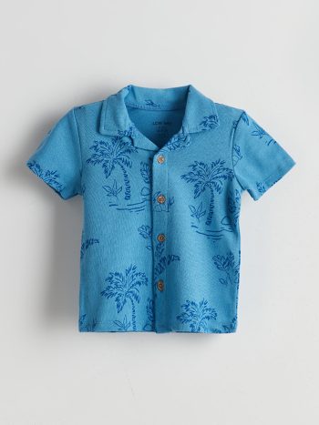 LCW Baby Blue Printed Boys Shirt and Shorts Set