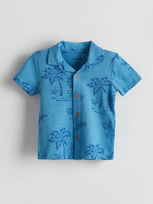 LCW Baby Blue Printed Boys Shirt and Shorts Set