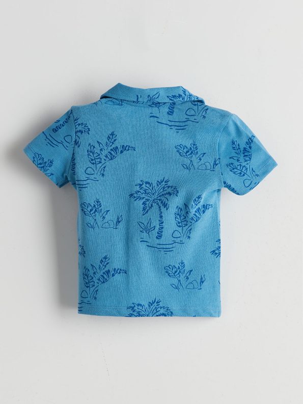 LCW Baby Blue Printed Boys Shirt and Shorts Set