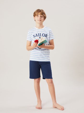 Boys' Crew Neck Beşiktaş Printed T-Shirt and Shorts
