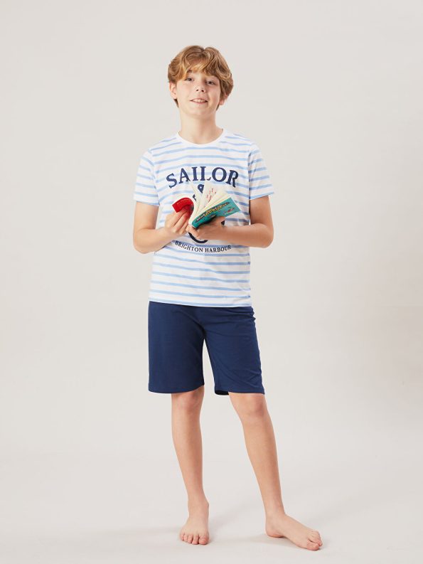 Boys' Crew Neck Beşiktaş Printed T-Shirt and Shorts
