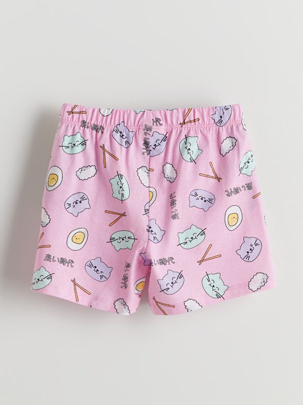 LCW Kids Turquoise Printed Girls' Pajama Set with Shorts