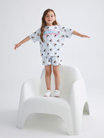 LCW Kids White Minnie Mouse Printed Girls' Pajama Set with Shorts