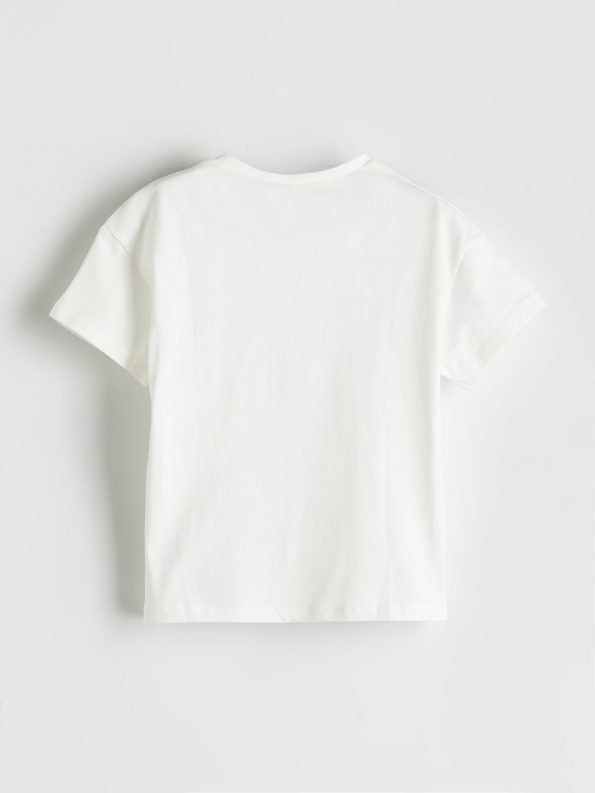 LCW Kids Cream Elsa Print Short Sleeve T-Shirt