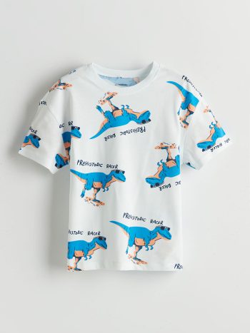 LCW Kids Ivory Dinosaur Print Boys T-Shirt and Shorts Set