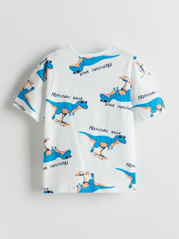 LCW Kids Ivory Dinosaur Print Boys T-Shirt and Shorts Set