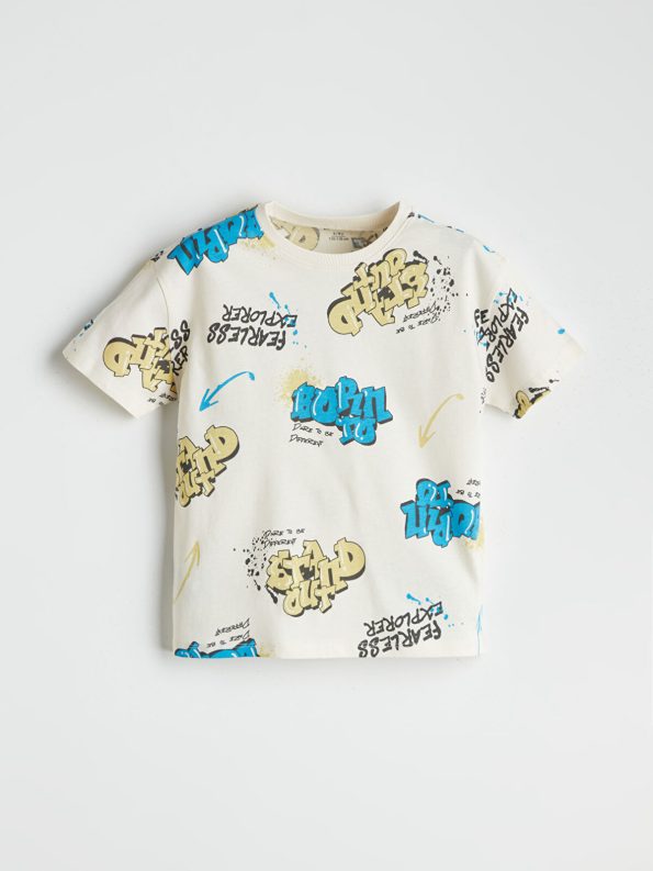 LCW Kids Beige Printed T-Shirt and Shorts Set