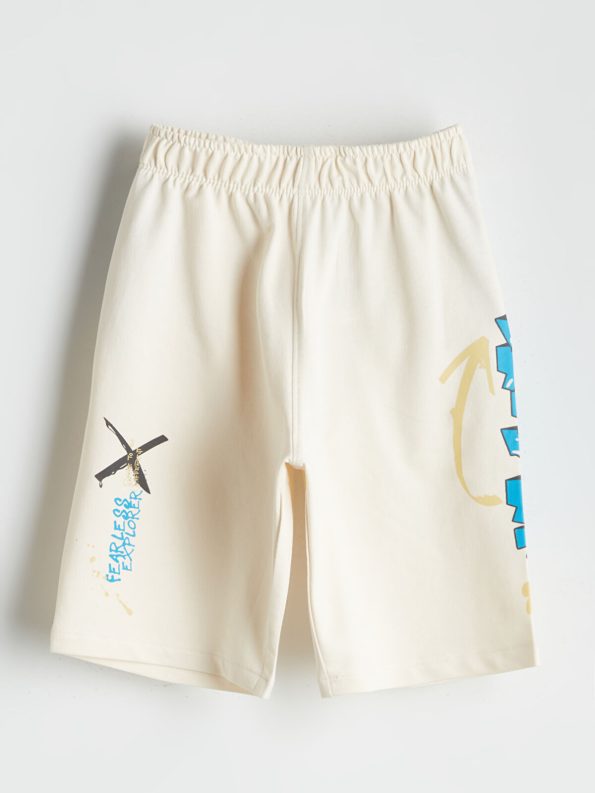 LCW Kids Beige Printed T-Shirt and Shorts Set