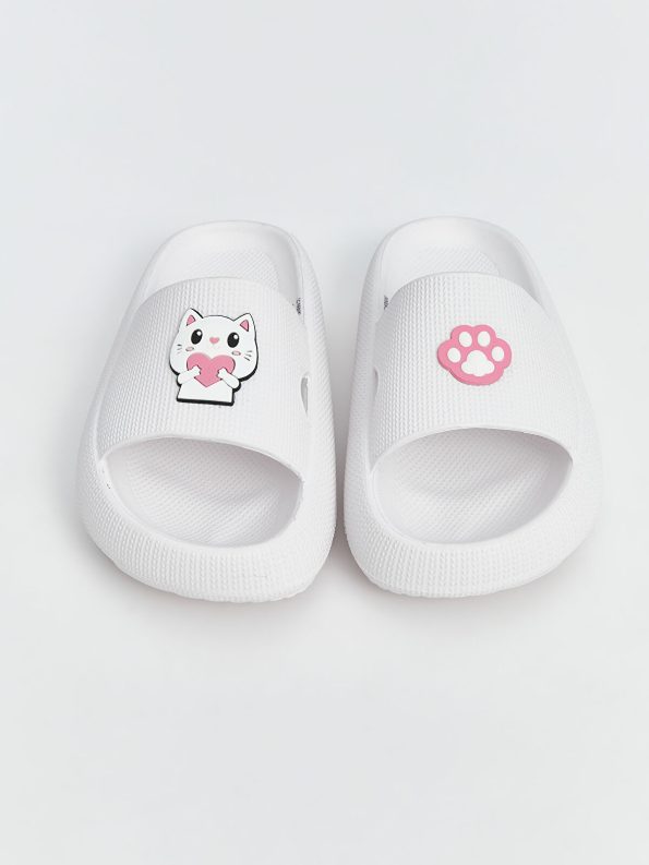 LCW STEPS White Cat Printed Girls' Slippers