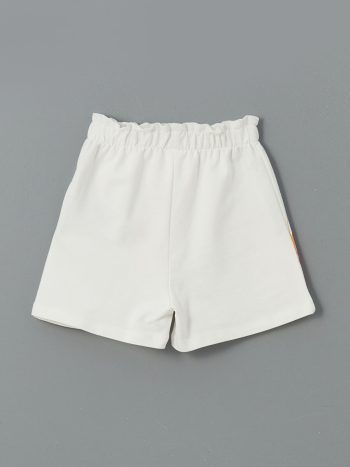 LCW Kids Cream Elastic Waist Butterfly Print Girls' Shorts