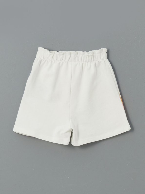 LCW Kids Cream Elastic Waist Butterfly Print Girls' Shorts