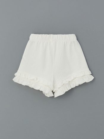 LCW Kids Cream Basic Elastic Waist Girls' Shorts