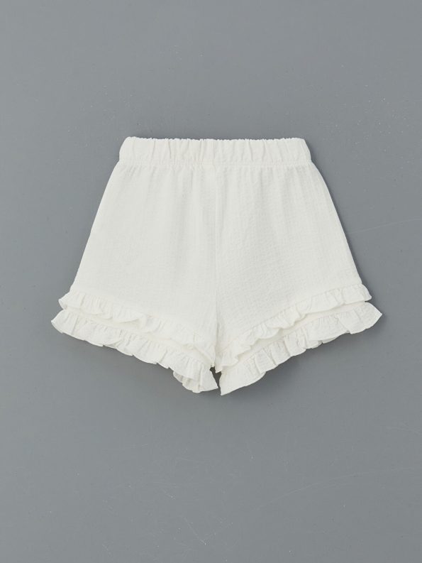 LCW Kids Cream Basic Elastic Waist Girls' Shorts