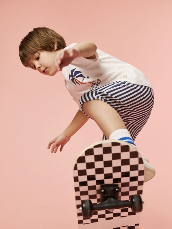 LCW Kids Cream Crew Neck Printed Boys' T-Shirt and Shorts Set