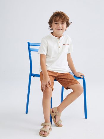 LCW Kids Ecru Pique Boys T-Shirt and Shorts Set