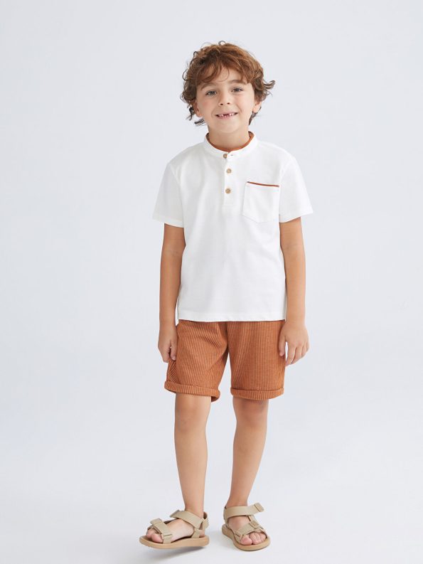 LCW Kids Ecru Pique Boys T-Shirt and Shorts Set