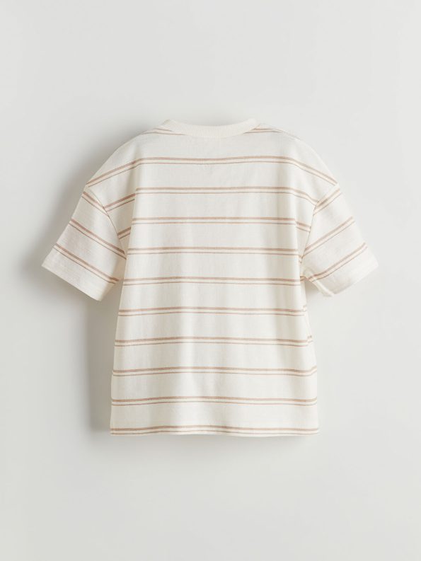 LCW Kids Beige Striped T-Shirt for Boys
