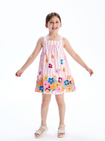LCW Kids Pink Floral Girls' Cotton Blend Dress
