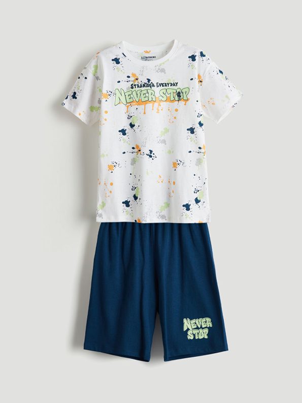 Boys' Crew Neck Beşiktaş Printed Tank Top and Shorts