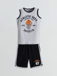 Boys' Crew Neck Dinosaur Print Tank Top