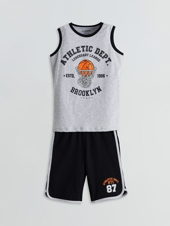 Boys' Crew Neck Dinosaur Print Tank Top