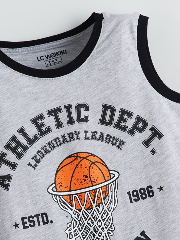 Boys' Crew Neck Dinosaur Print Tank Top