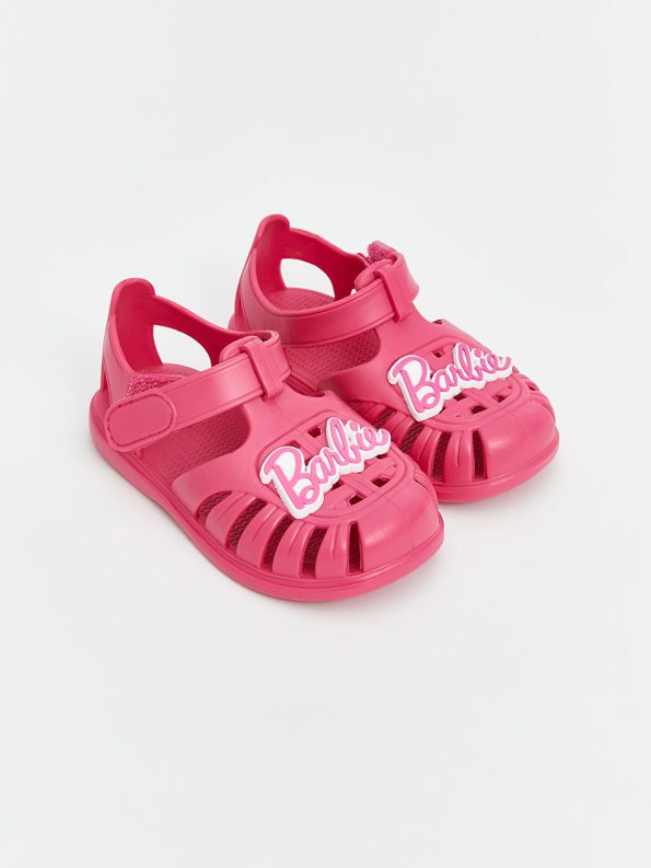 Fuchsia Barbie Printed Baby Girls Beach Sandals