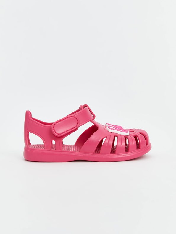 Fuchsia Barbie Printed Baby Girls Beach Sandals