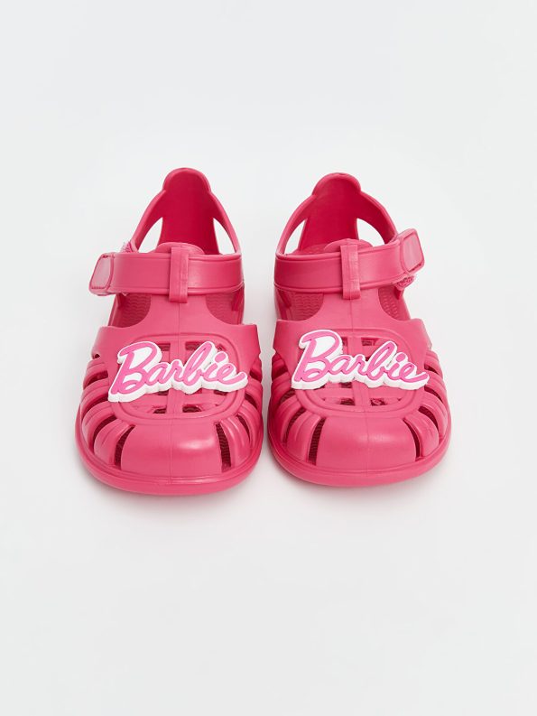 Fuchsia Barbie Printed Baby Girls Beach Sandals