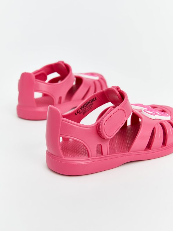 Fuchsia Barbie Printed Baby Girls Beach Sandals