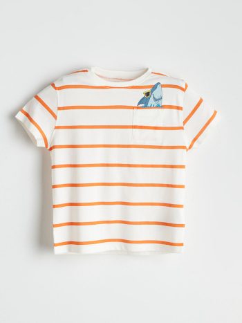 LCW Kids Cream Printed Boys' T-Shirt and Shorts Set