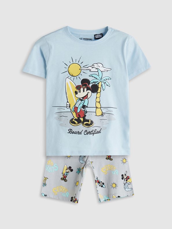 LCW Kids Blue Mickey Mouse Printed Boys' Pajama Set