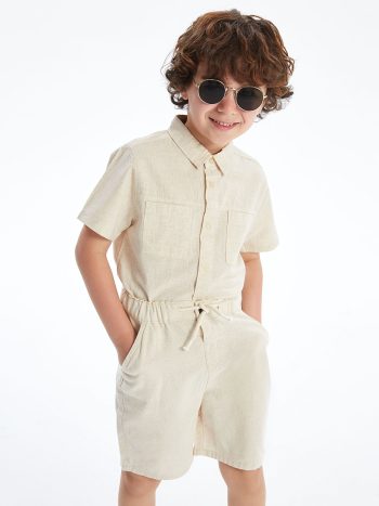 LCW Kids Ecru Regular Fit Boys' Linen Shirt