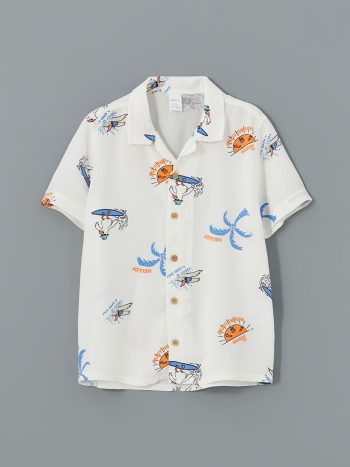 LCW ECO Cream Resort Collar Short Sleeve Baby Boy Shirt