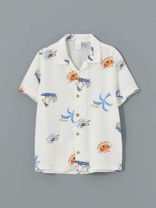 LCW ECO Cream Resort Collar Short Sleeve Baby Boy Shirt