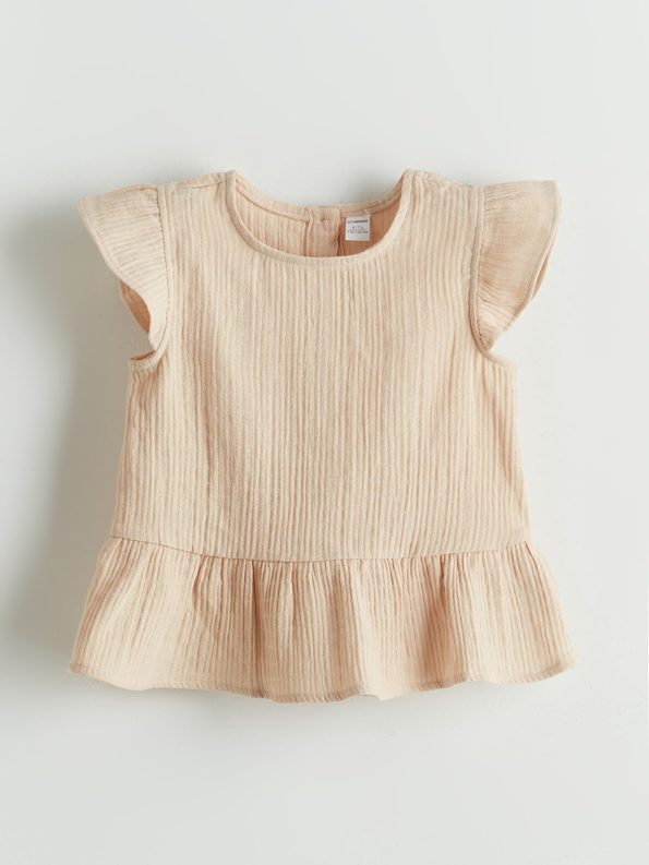 LCW Kids Beige Basic Girls' Blouse and Pants Set