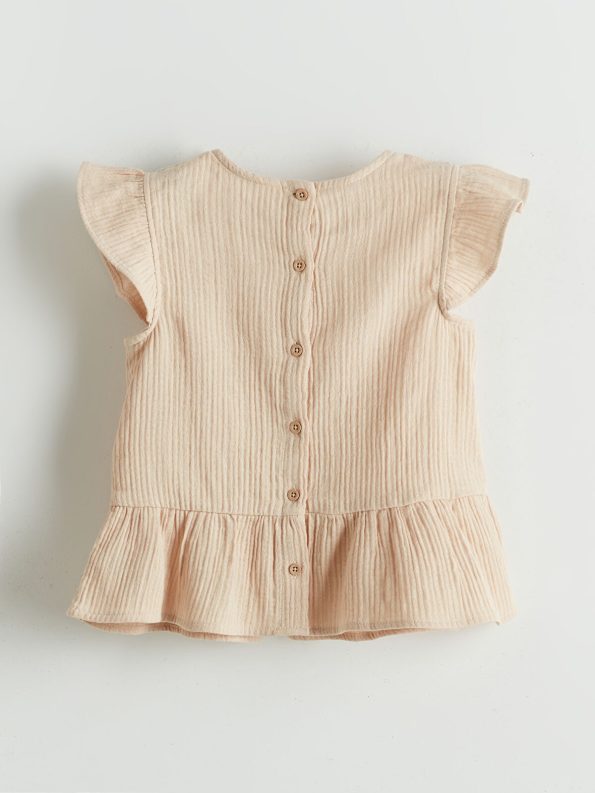 LCW Kids Beige Basic Girls' Blouse and Pants Set
