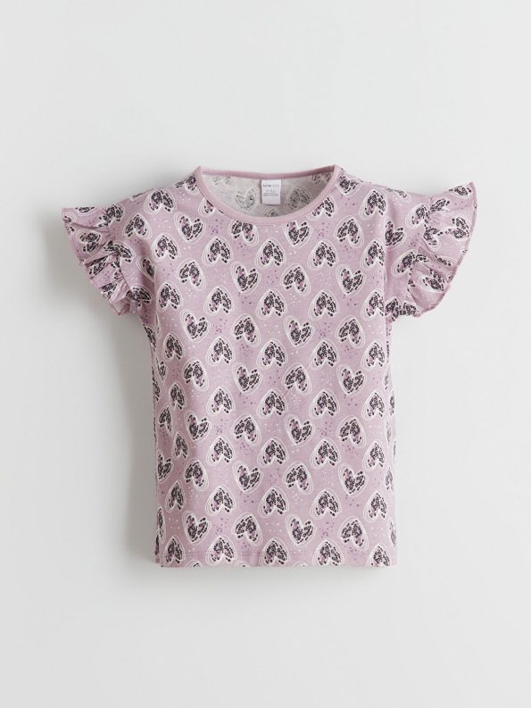 LCW ECO Lilac Bike Neck Girls' Short Pajama Set