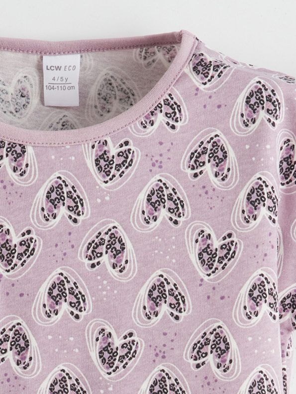 LCW ECO Lilac Bike Neck Girls' Short Pajama Set