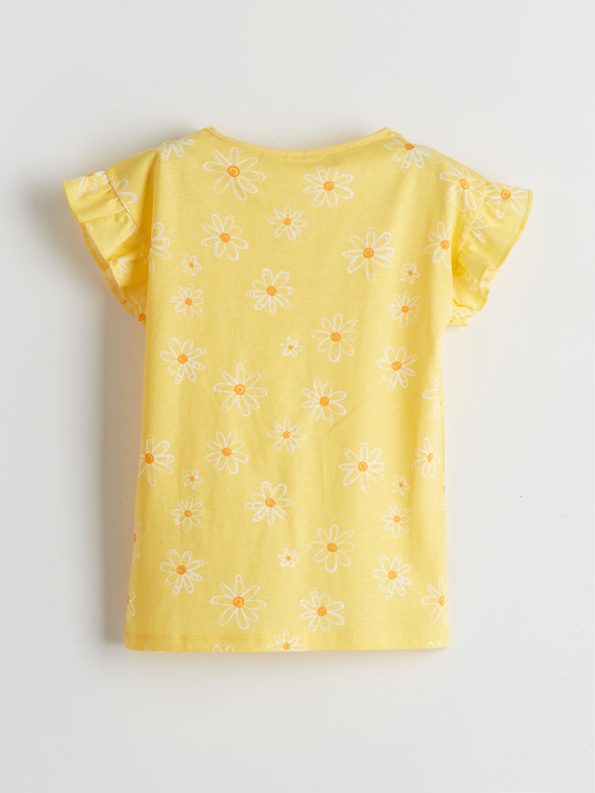 LCW ECO Yellow Bicycle Neck Girl's Pajama Set with Shorts