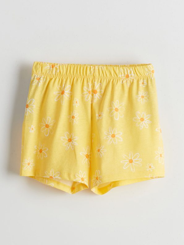 LCW ECO Yellow Bicycle Neck Girl's Pajama Set with Shorts