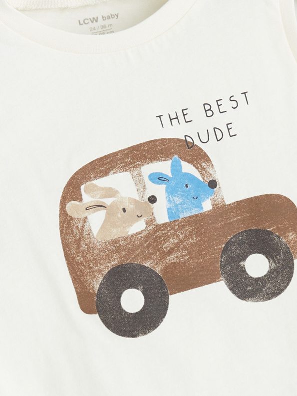 LCW Baby Cream Printed Baby Boy Tank Top and Shorts Set
